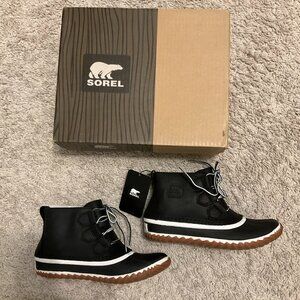 SOREL FOR J.CREW OUT n ABOUT WATERPROOF DUCK BOOTS IN BLACK SIZE  6,5 US.  The O